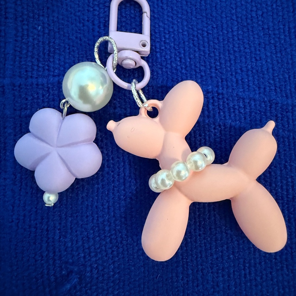 Several Balloon Dog Charm Keychains. Variety of color combinations.